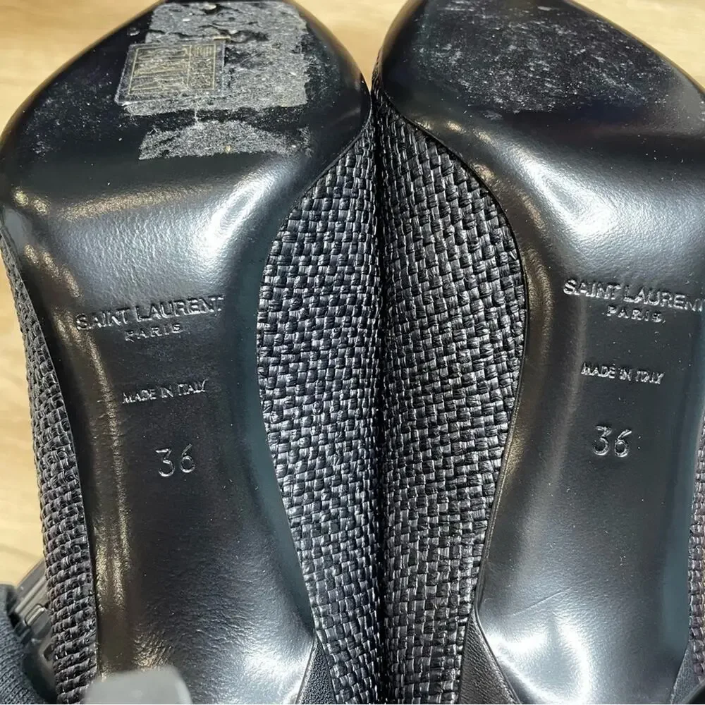Saint Laurent Anja Woven Pointed Toe Pumps Black Sz 36 / US 6 - Picture 16 of 16